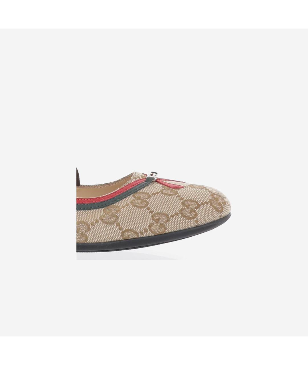 GUCCI Бежевые текстильные балетки, фото 4
