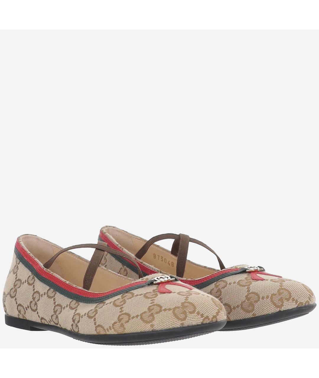 GUCCI Бежевые текстильные балетки, фото 2