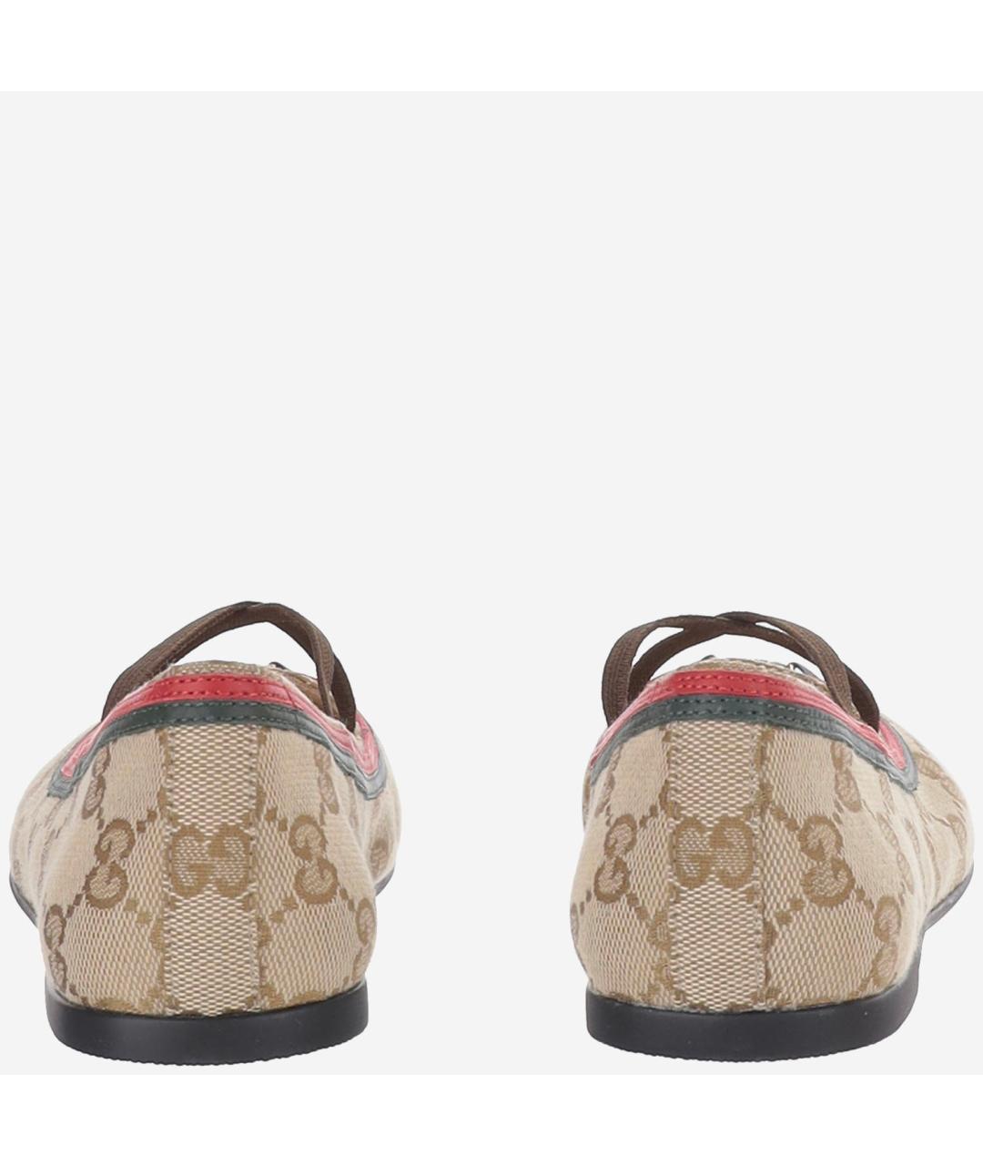GUCCI Бежевые текстильные балетки, фото 3