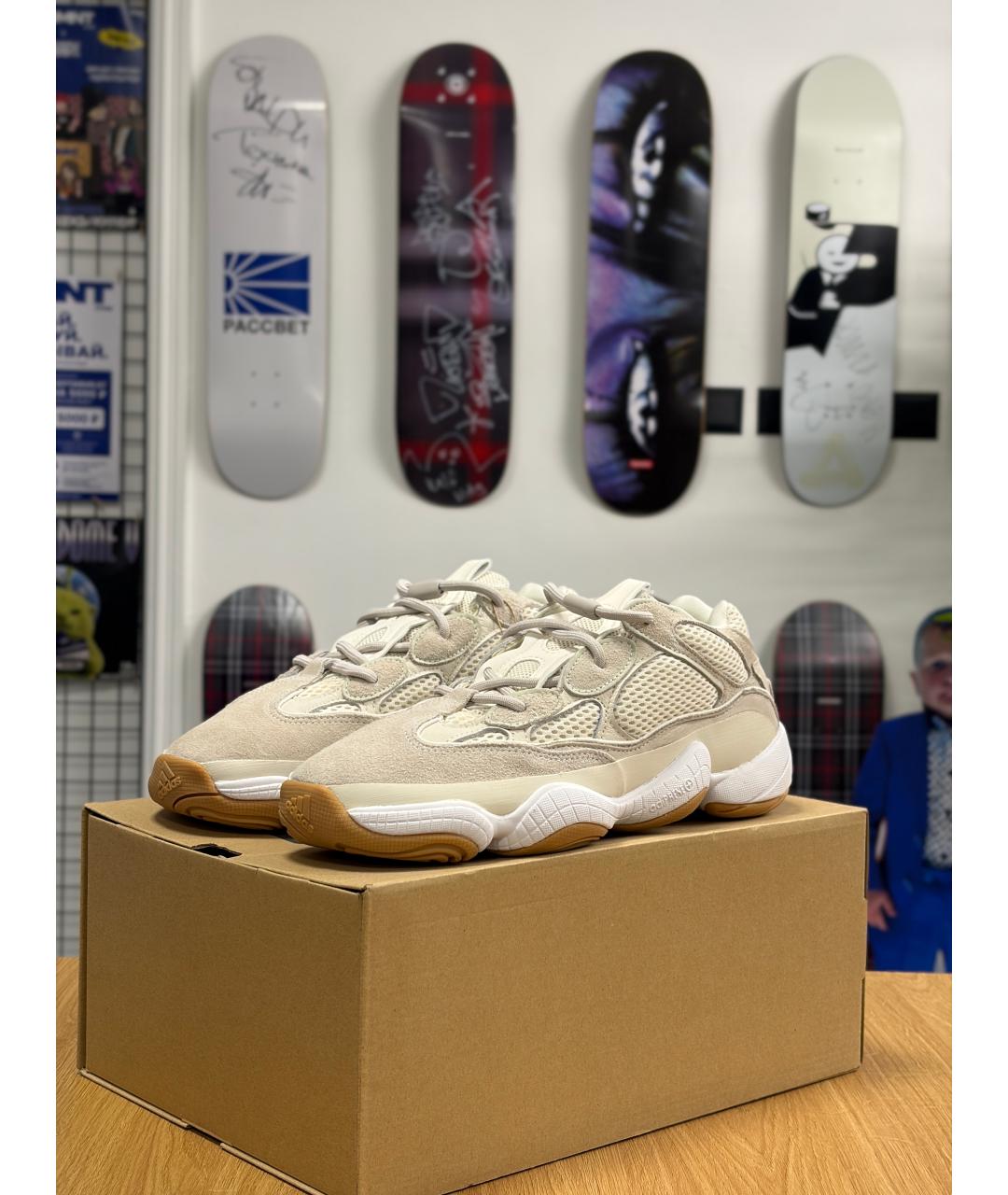 ADIDAS YEEZY Бежевые низкие кроссовки / кеды, фото 3