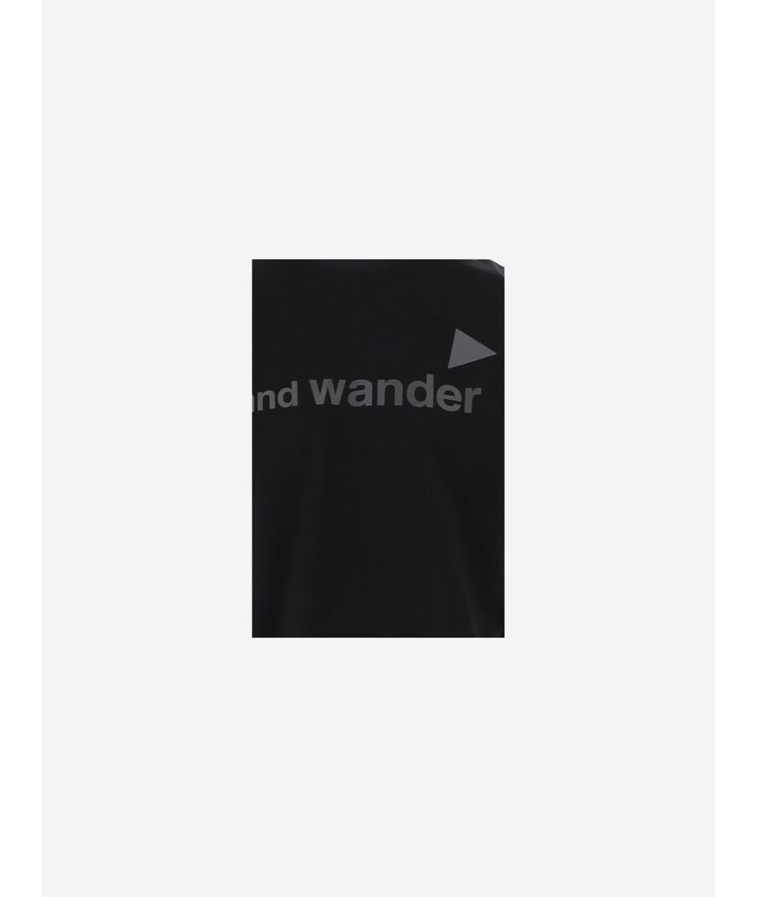 AND WANDER Черная хлопковая футболка, фото 3