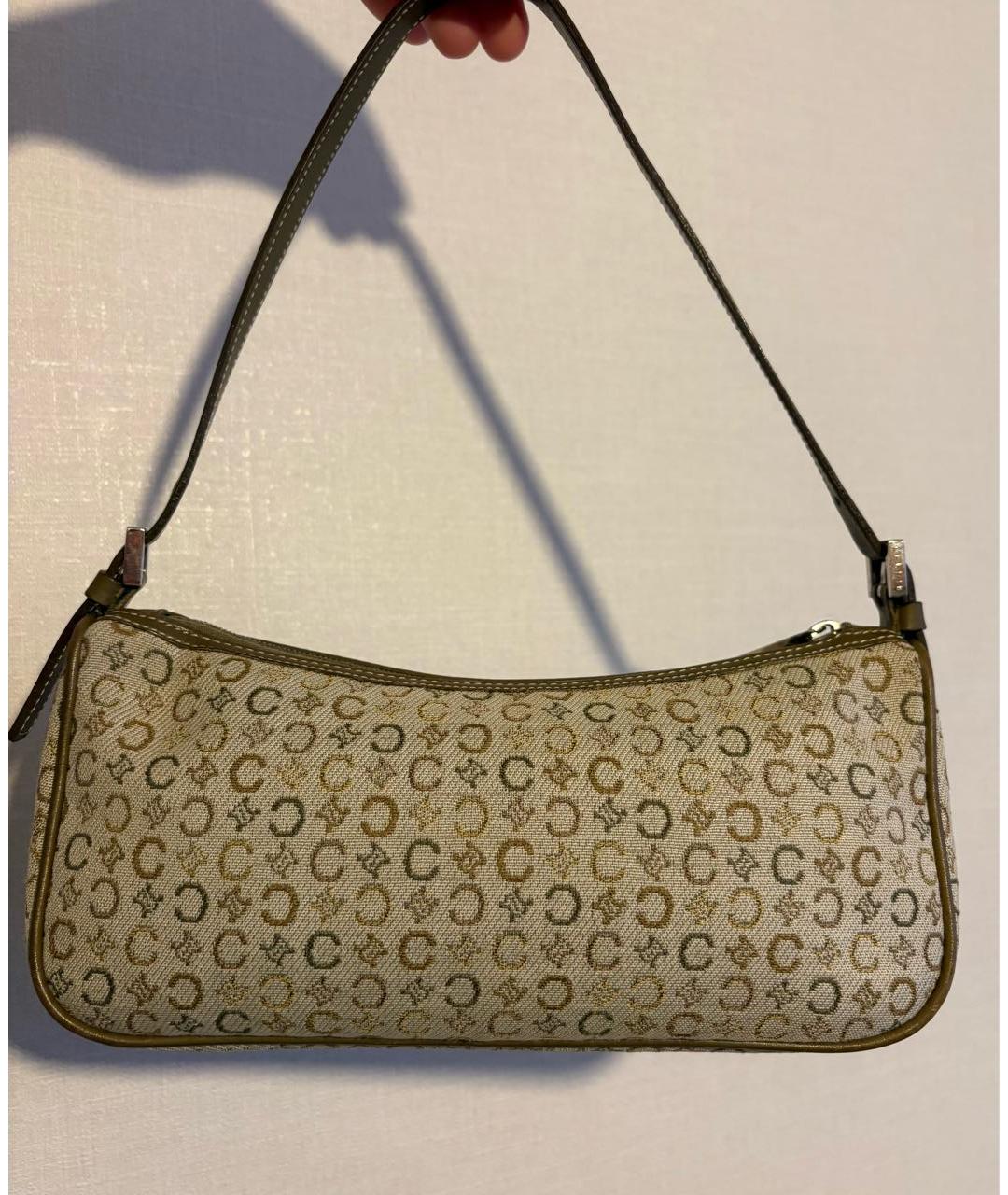 CELINE Хаки сумка с короткими ручками из канвы, фото 3