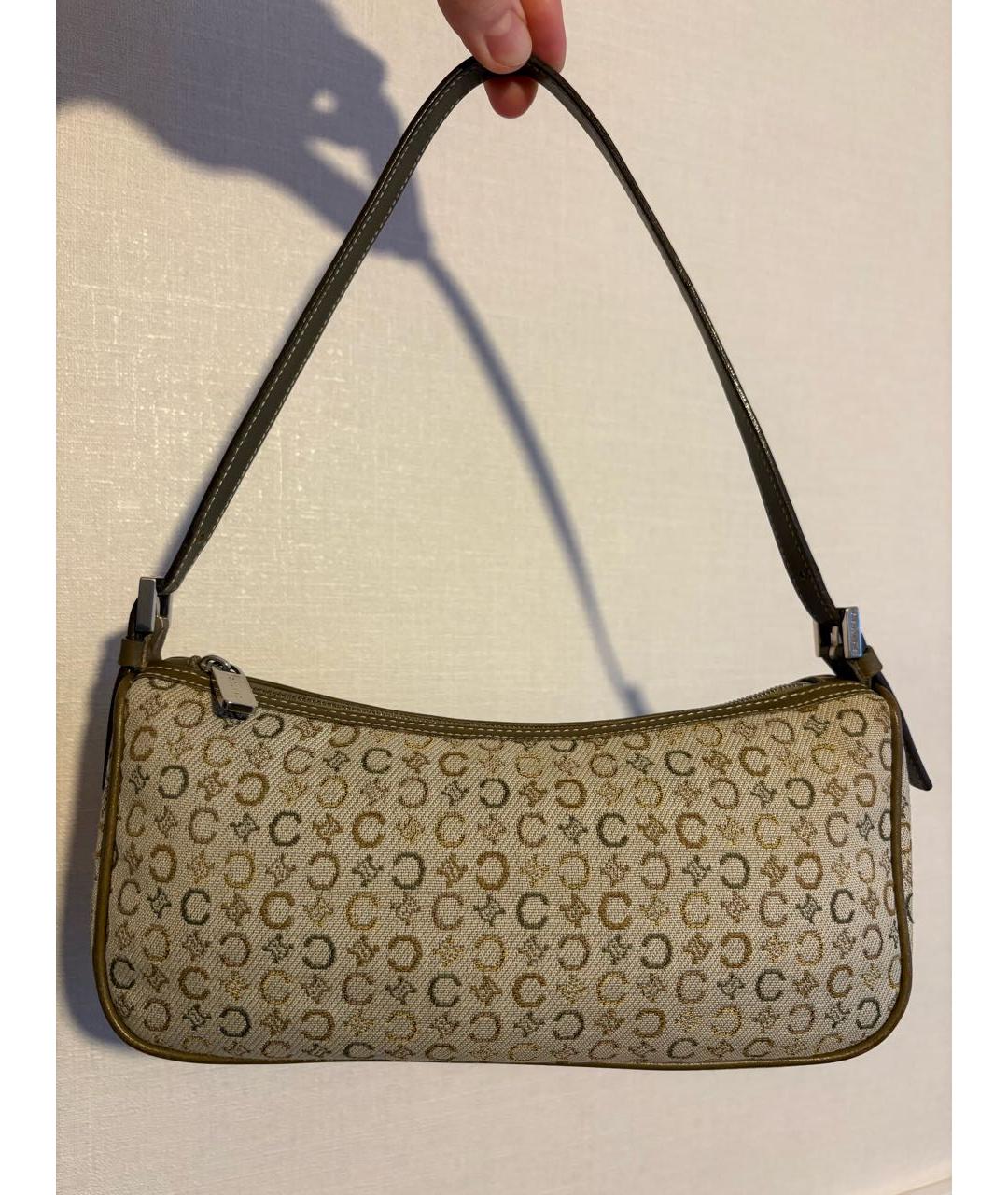 CELINE Хаки сумка с короткими ручками из канвы, фото 9