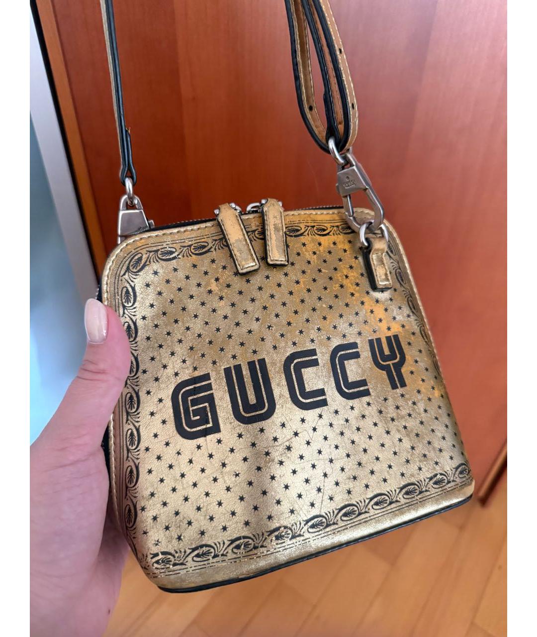GUCCI Золотая кожаная сумка через плечо, фото 4
