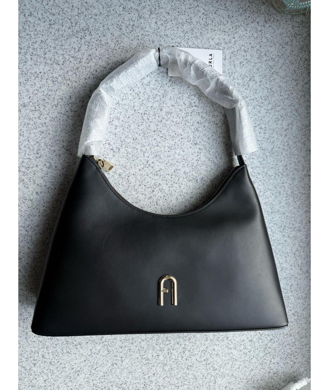 FURLA Черная кожаная сумка через плечо, фото 7