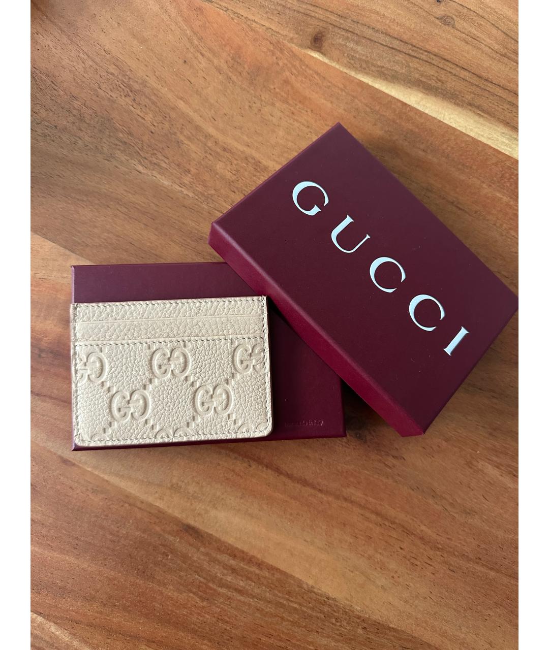 GUCCI Бежевый кожаный кардхолдер, фото 2