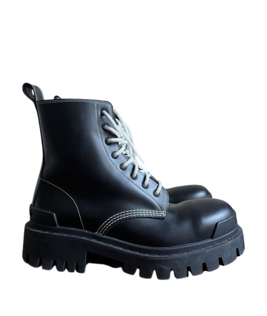 BALENCIAGA Черные кожаные ботинки, фото 1