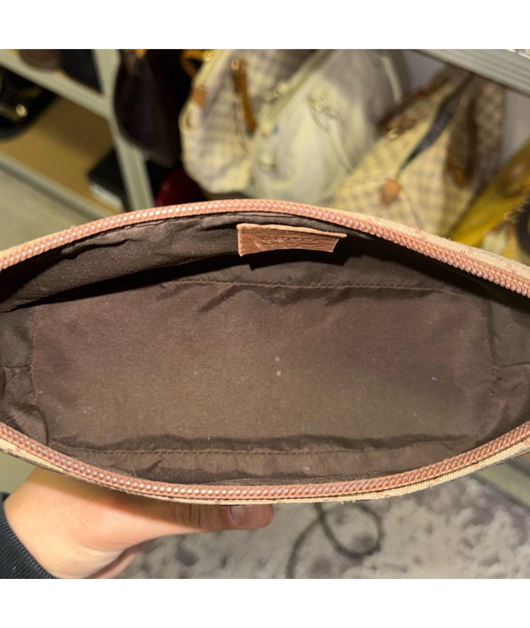 GUCCI Бежевая жаккардовая сумка с короткими ручками, фото 3
