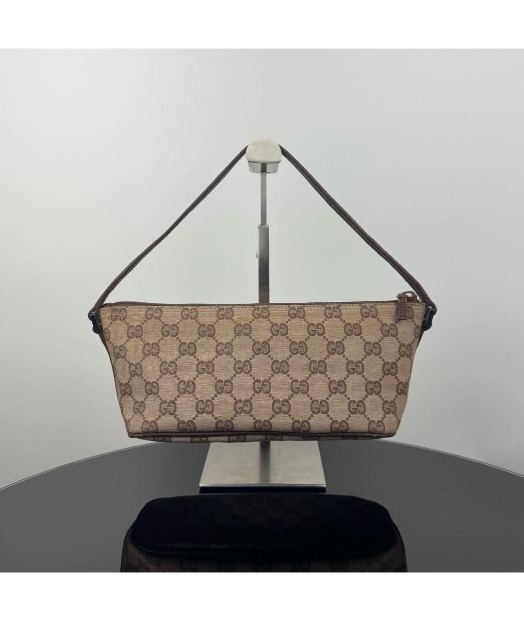 GUCCI Бежевая жаккардовая сумка с короткими ручками, фото 2
