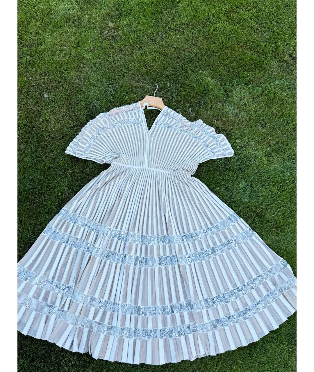 ELIE SAAB Бежевое вискозное повседневное платье, фото 9
