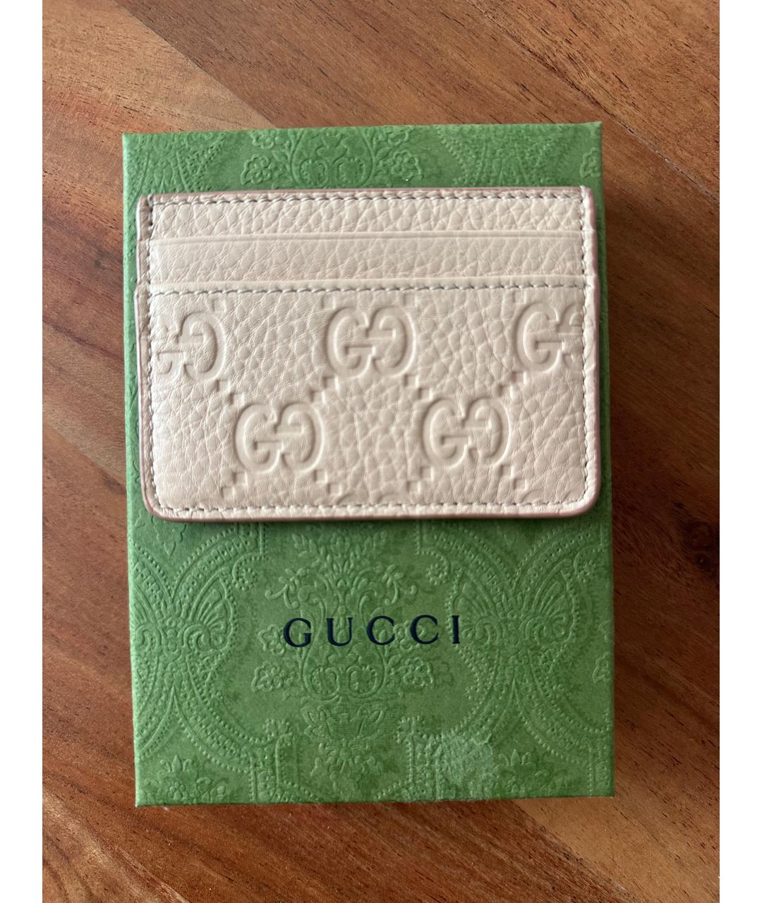 GUCCI Бежевый кожаный кардхолдер, фото 3