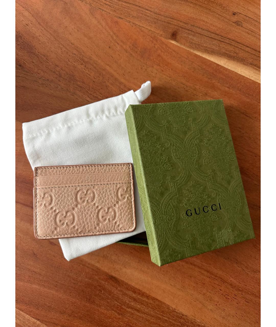 GUCCI Бежевый кожаный кардхолдер, фото 2