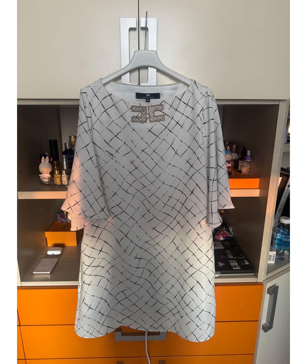 ELISABETTA FRANCHI Белое полиэстеровое вечернее платье, фото 5