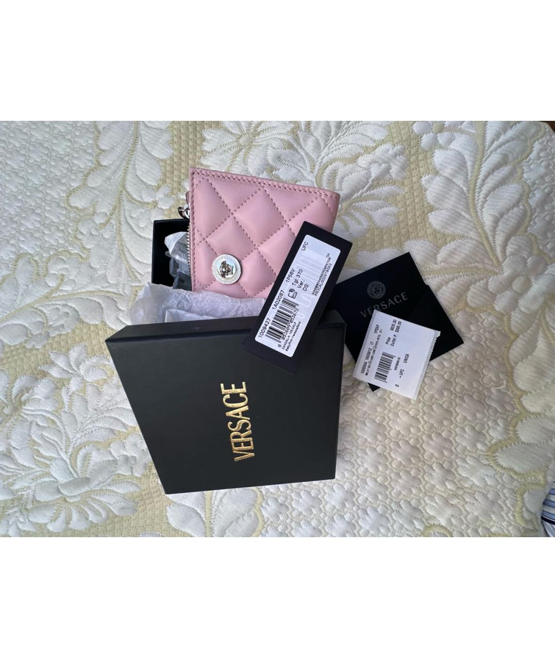 VERSACE Розовый кожаный кошелек, фото 8