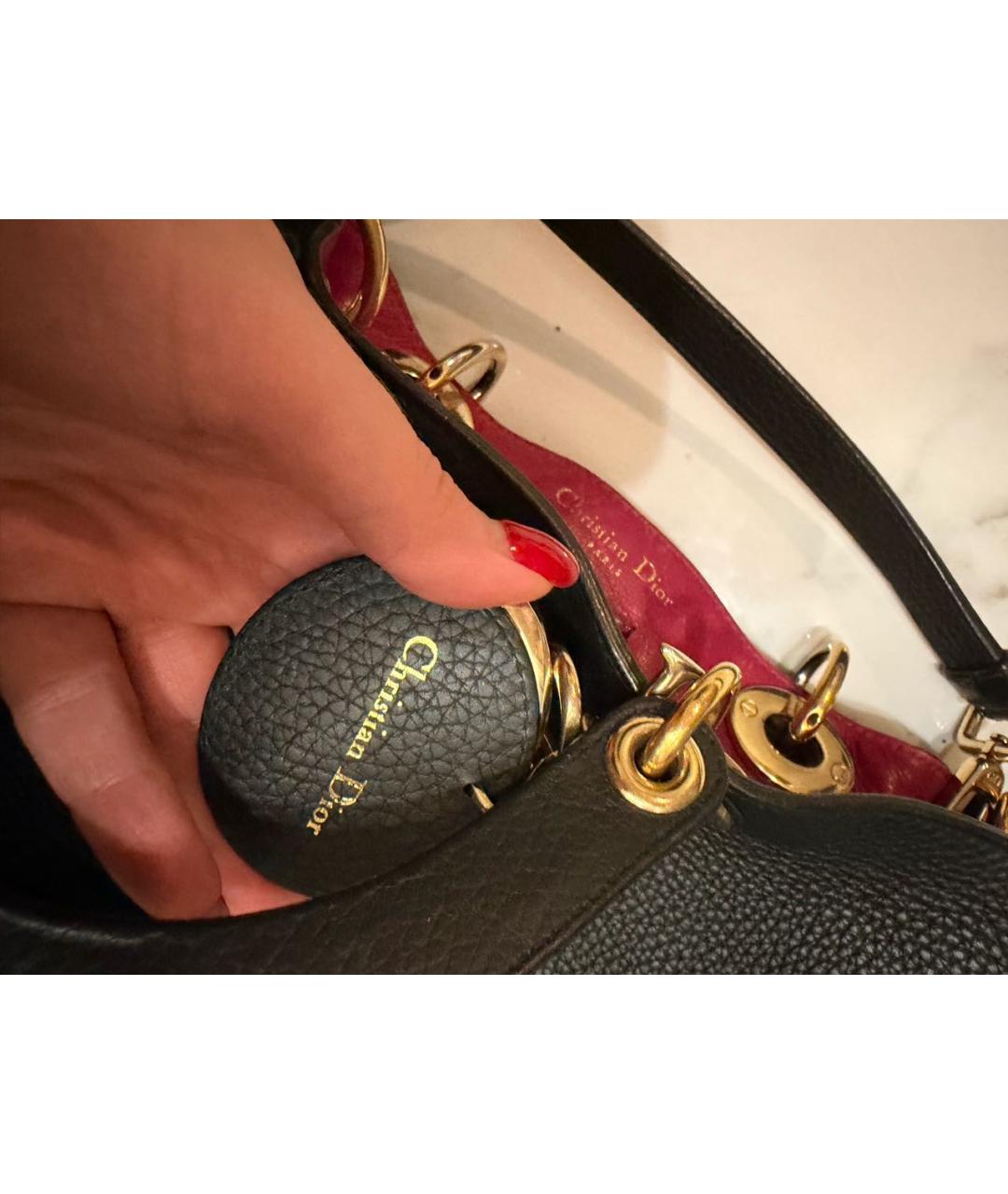 CHRISTIAN DIOR Темно-синяя кожаная сумка с короткими ручками, фото 4