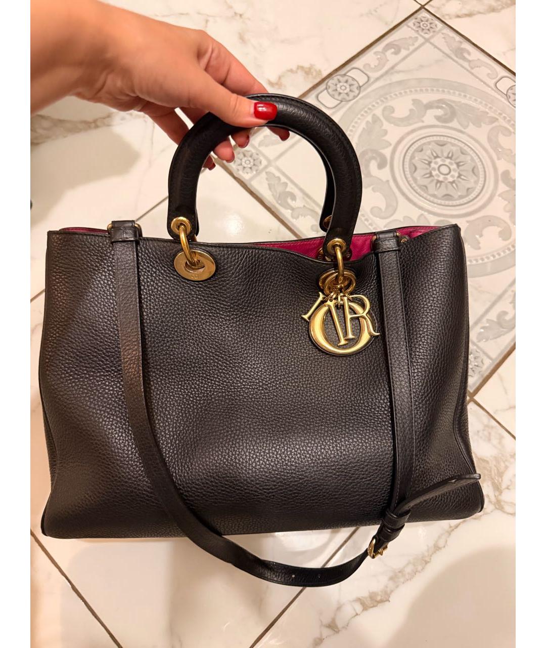 CHRISTIAN DIOR Темно-синяя кожаная сумка с короткими ручками, фото 6