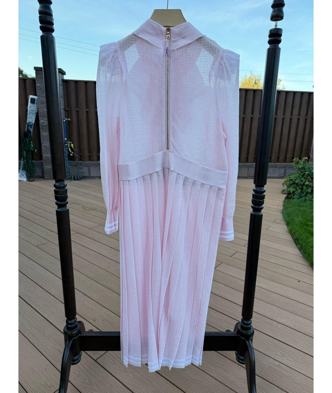 BALMAIN Розовое вискозное повседневное платье, фото 2