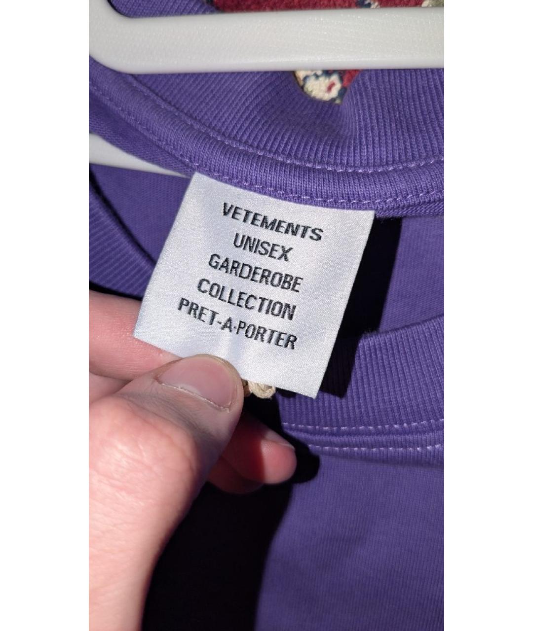 VETEMENTS Фиолетовая хлопковая футболка, фото 3