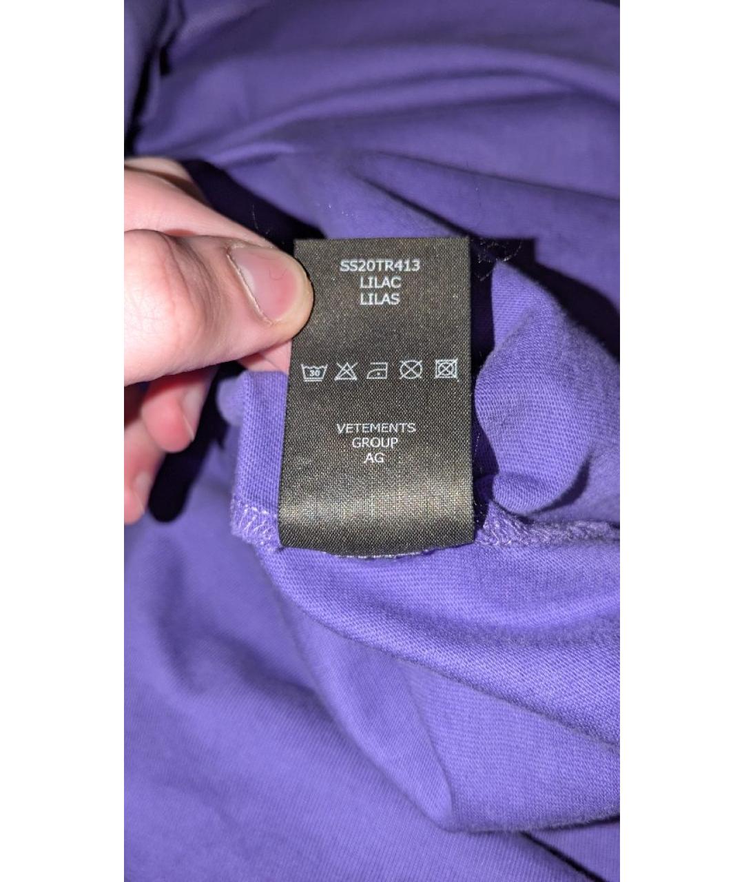 VETEMENTS Фиолетовая хлопковая футболка, фото 8