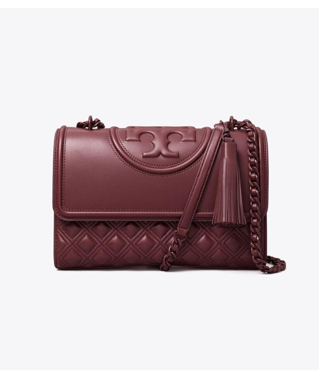 TORY BURCH Бордовая кожаная сумка через плечо, фото 9
