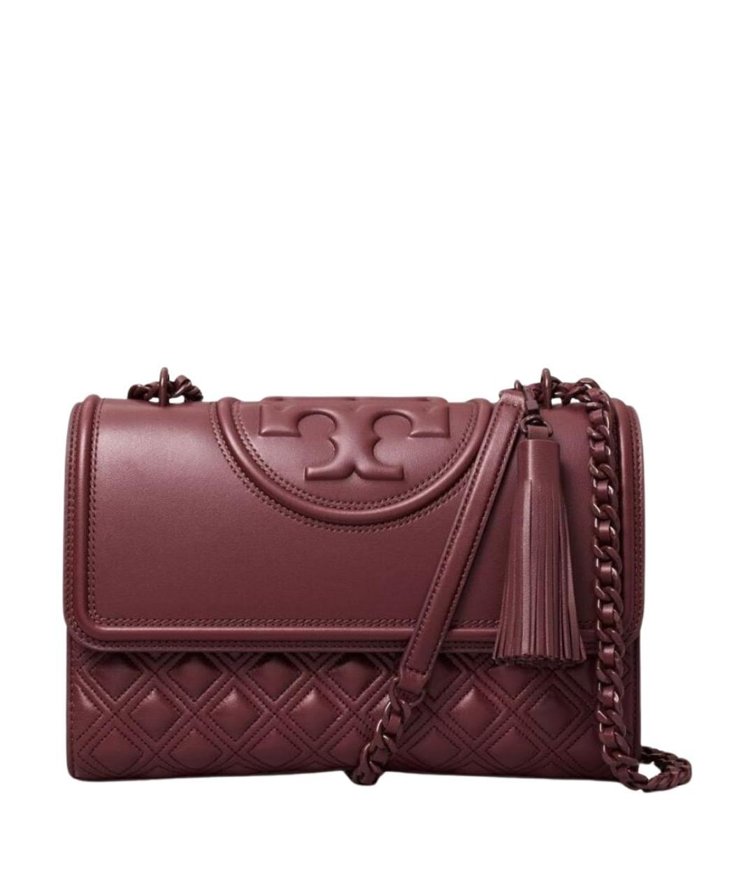 TORY BURCH Бордовая кожаная сумка через плечо, фото 1
