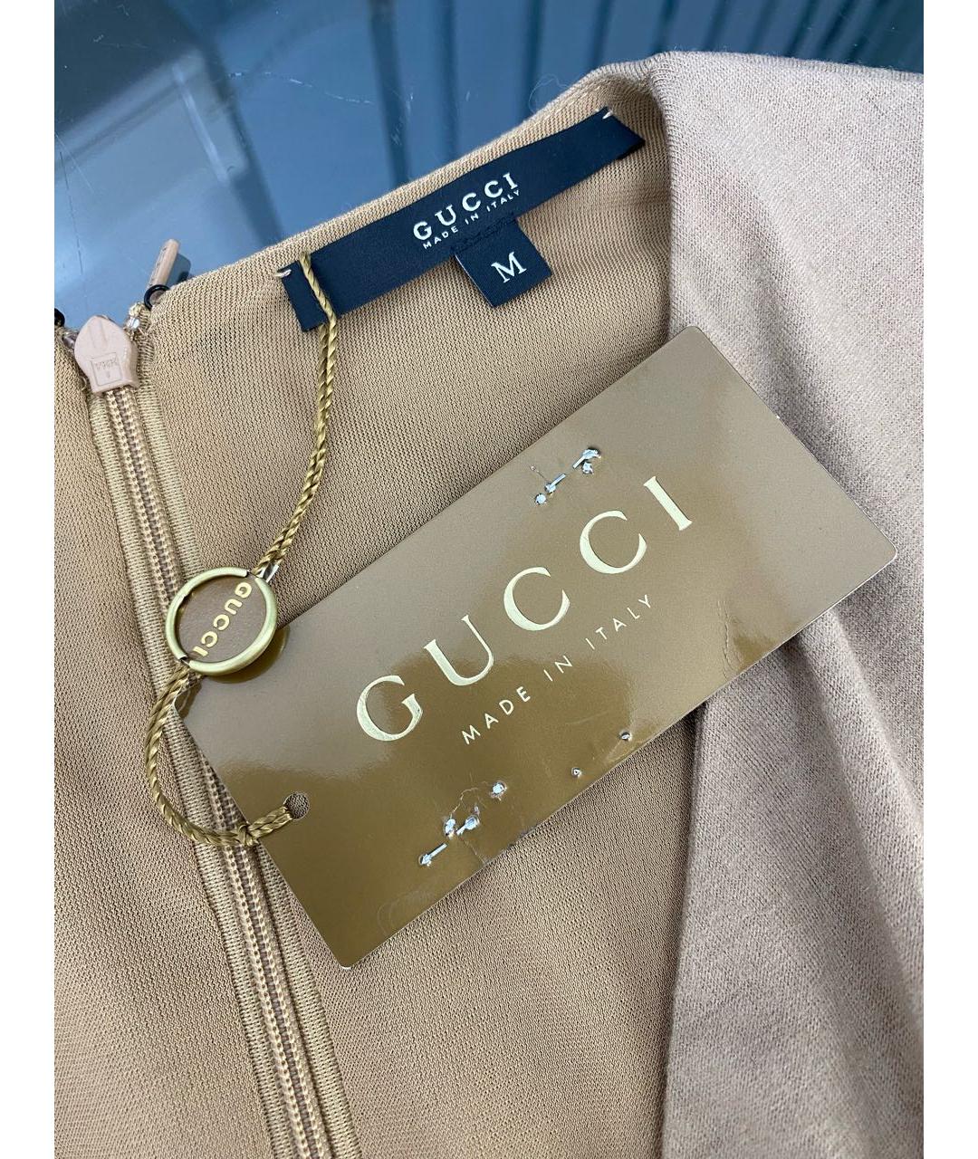 GUCCI Бежевое шерстяное повседневное платье, фото 3