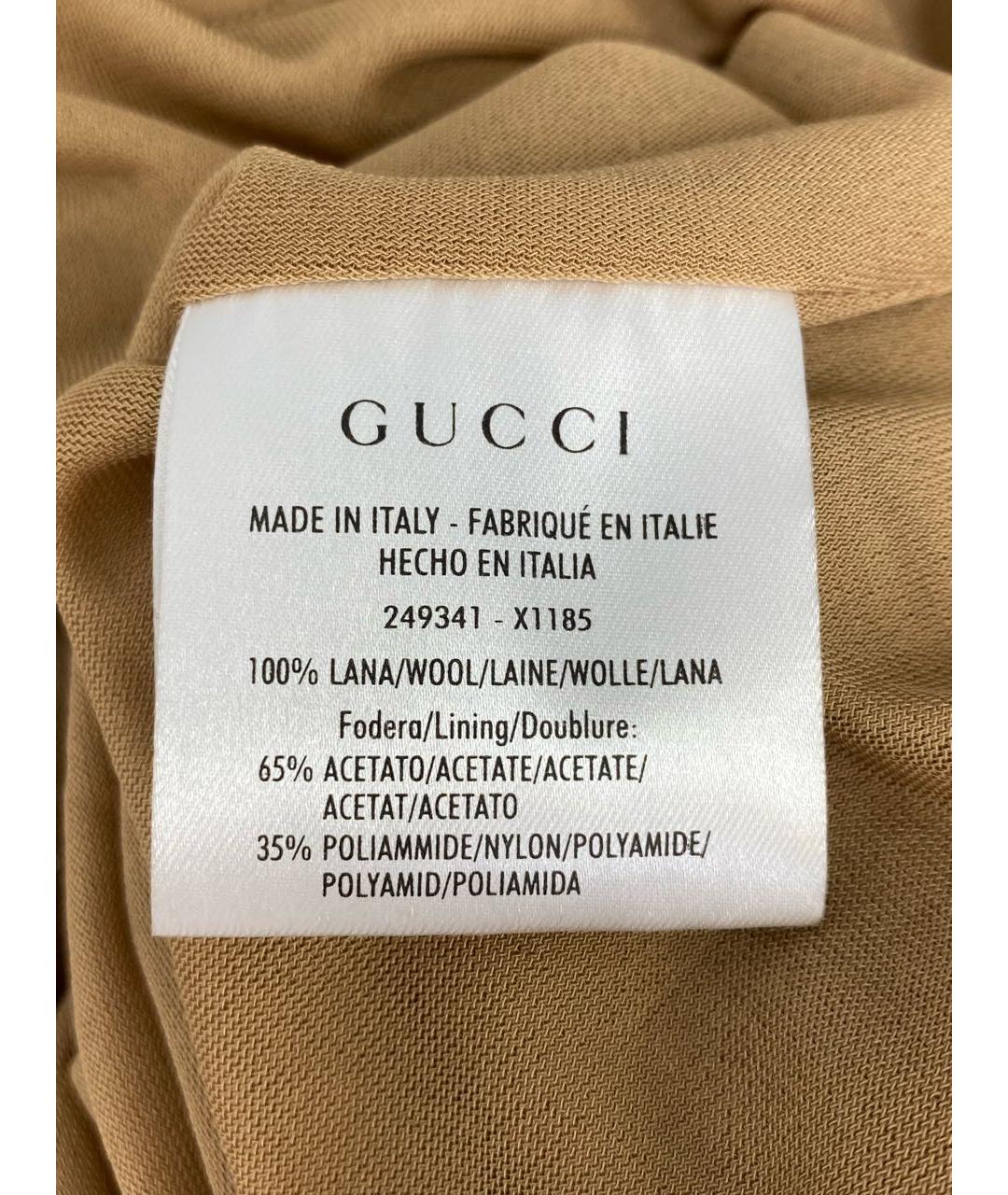 GUCCI Бежевое шерстяное повседневное платье, фото 7