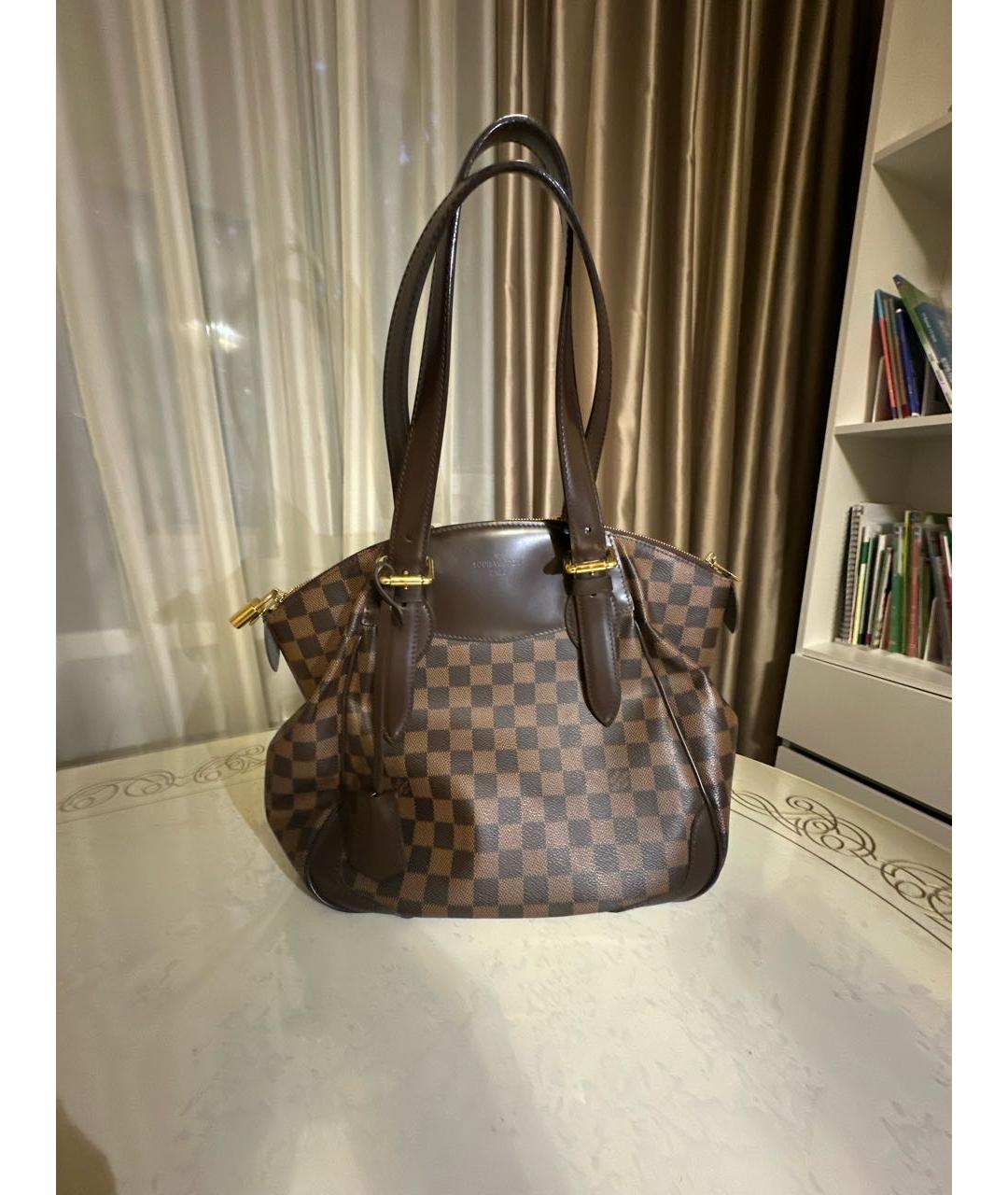 LOUIS VUITTON Коричневая сумка с короткими ручками из канвы, фото 3