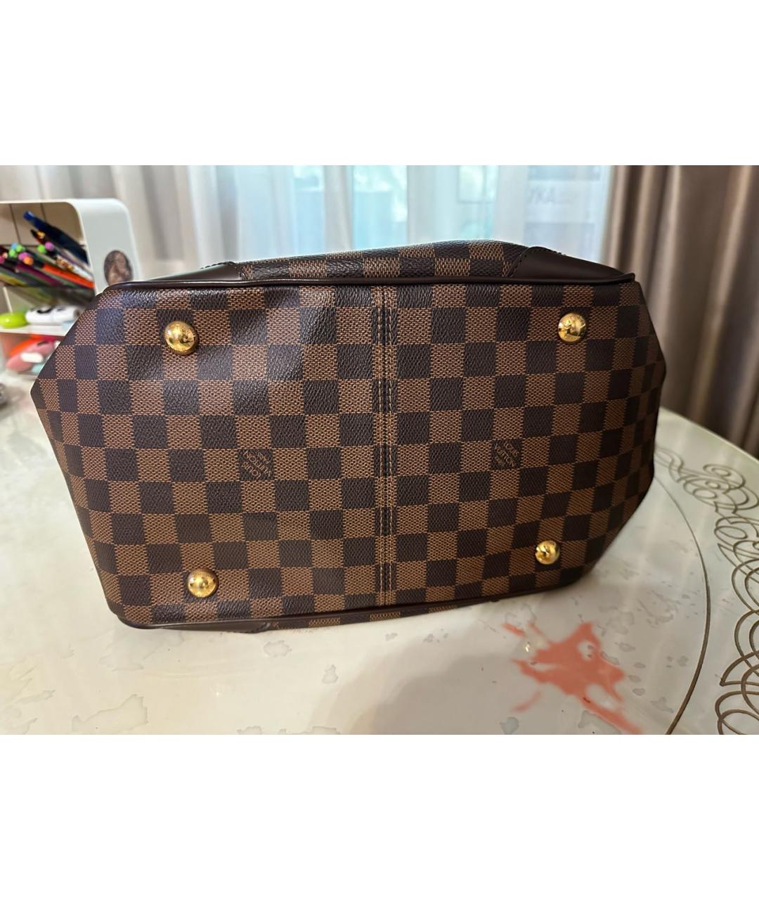 LOUIS VUITTON Коричневая сумка с короткими ручками из канвы, фото 5