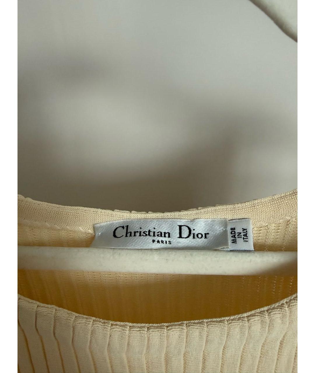 CHRISTIAN DIOR Бежевое хлопко-эластановое повседневное платье, фото 3