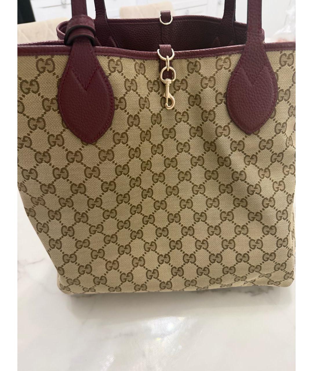 GUCCI Бордовая кожаная сумка с короткими ручками, фото 3