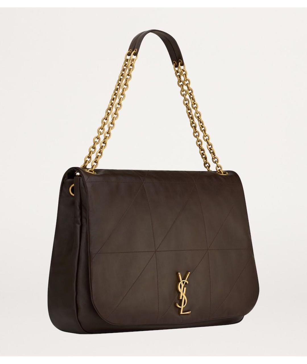 SAINT LAURENT Коричневая кожаная сумка через плечо, фото 2