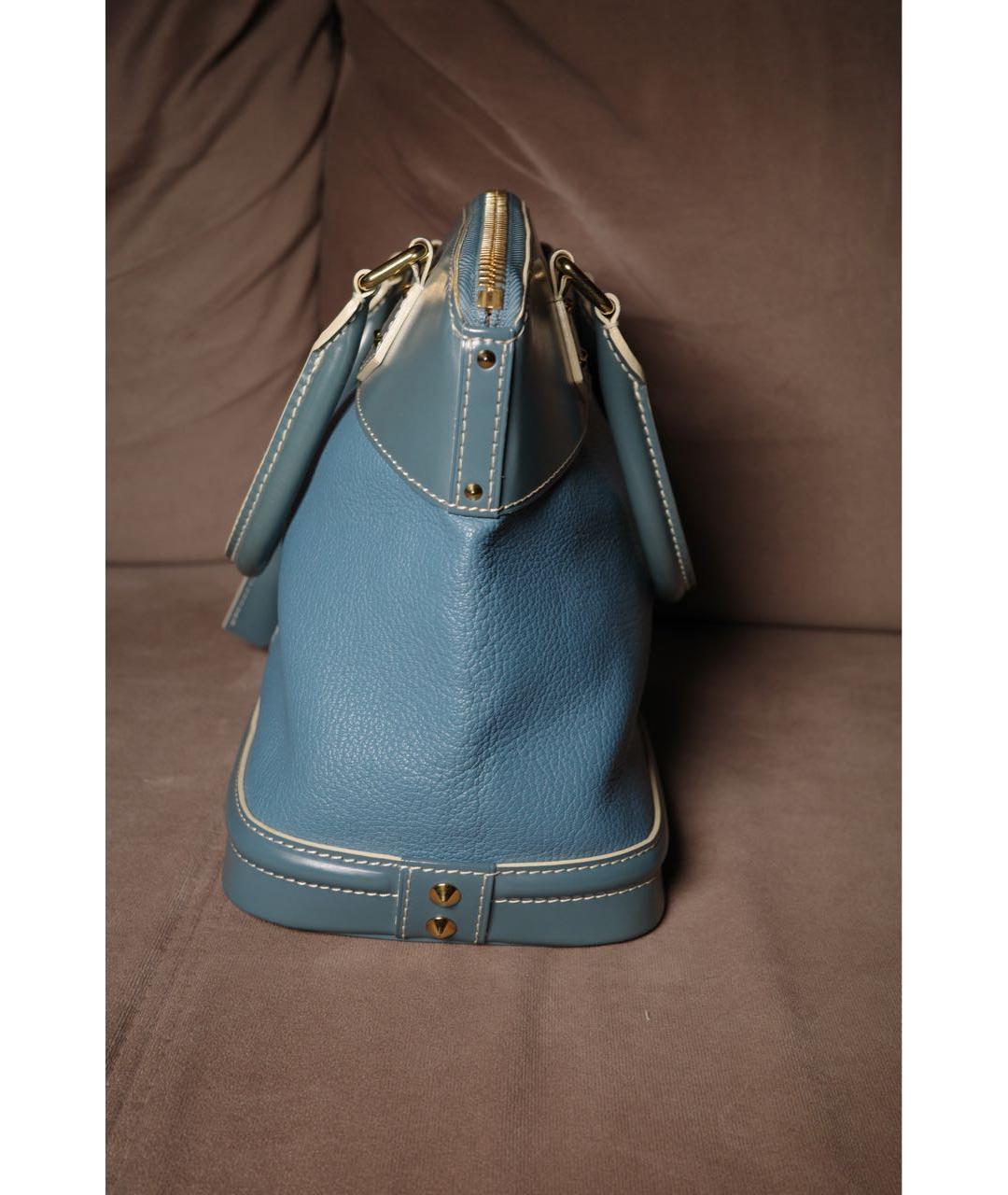 LOUIS VUITTON Синяя кожаная сумка с короткими ручками, фото 5