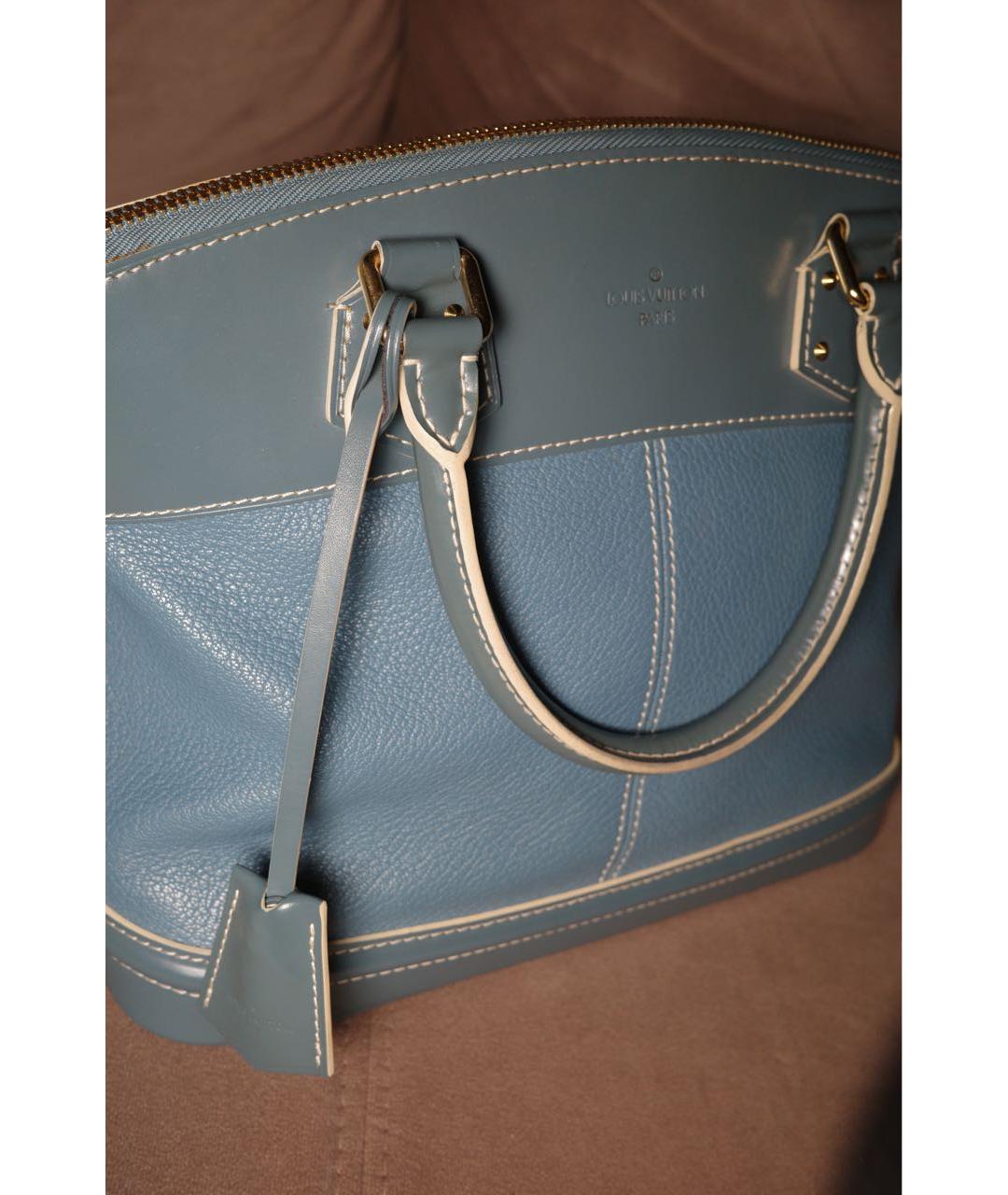 LOUIS VUITTON Синяя кожаная сумка с короткими ручками, фото 3