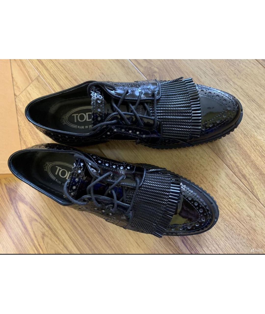 TOD'S Черные брогги и оксфорды из лакированной кожи, фото 2