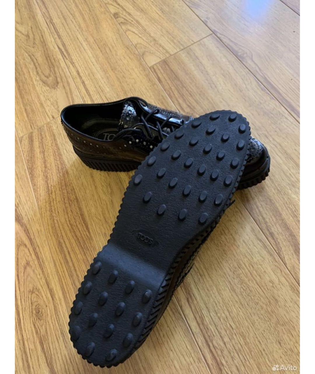 TOD'S Черные брогги и оксфорды из лакированной кожи, фото 3