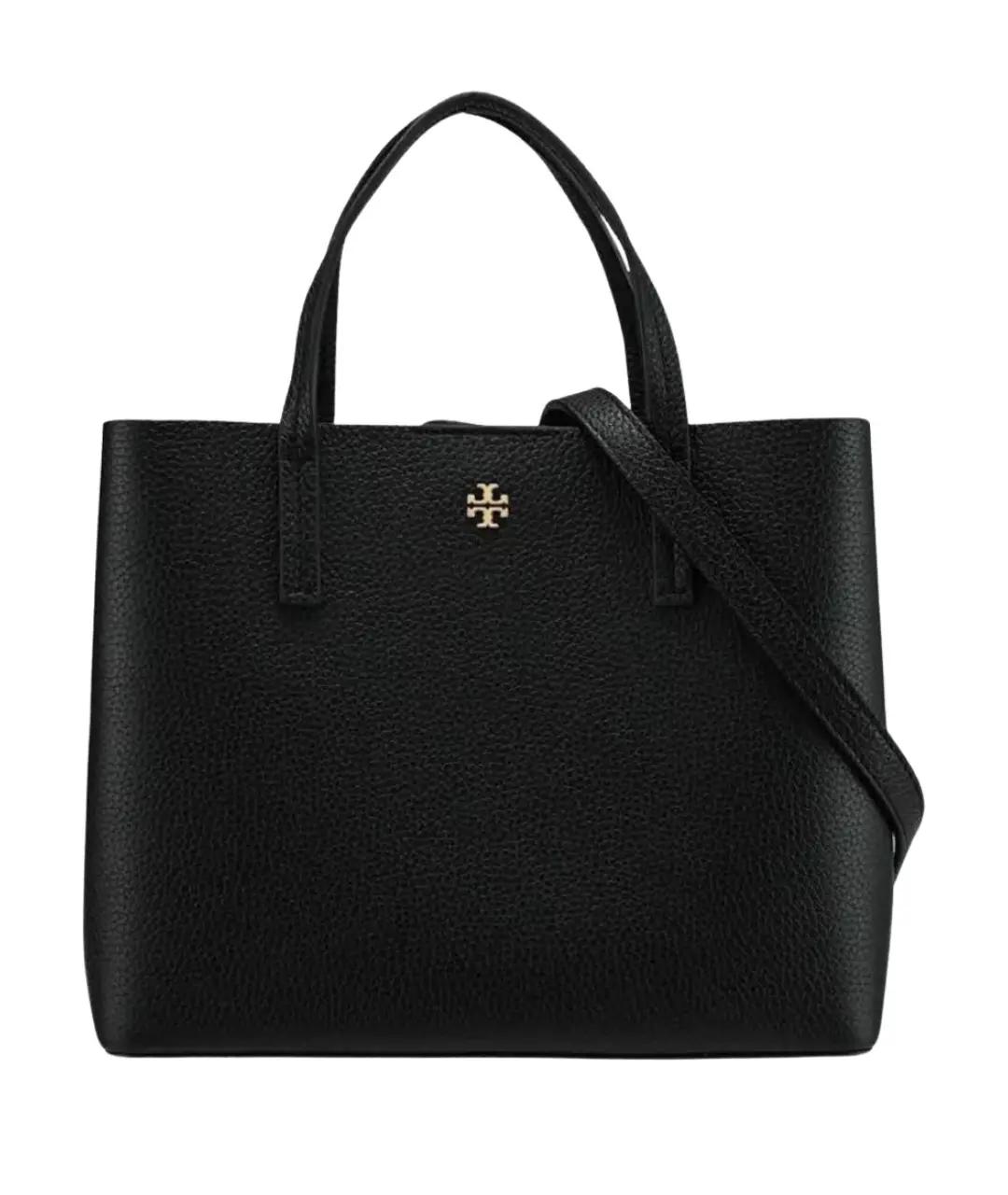 TORY BURCH Черная кожаная сумка с короткими ручками, фото 1