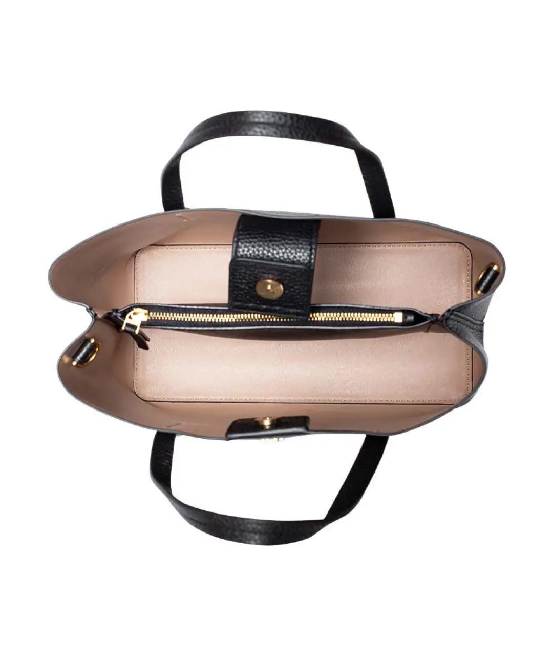 TORY BURCH Черная кожаная сумка с короткими ручками, фото 2