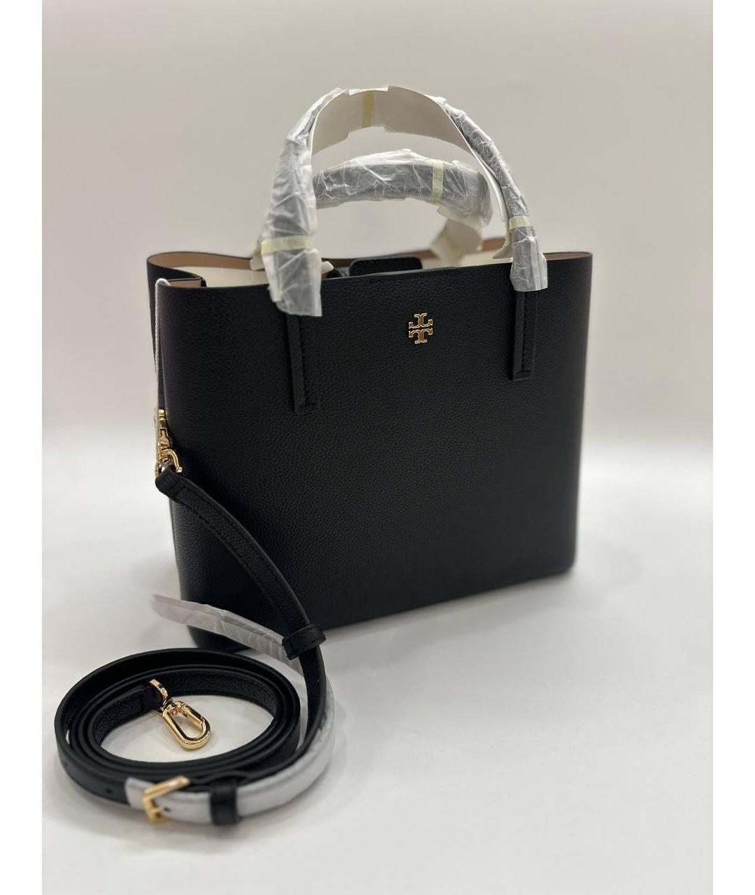 TORY BURCH Черная кожаная сумка с короткими ручками, фото 3