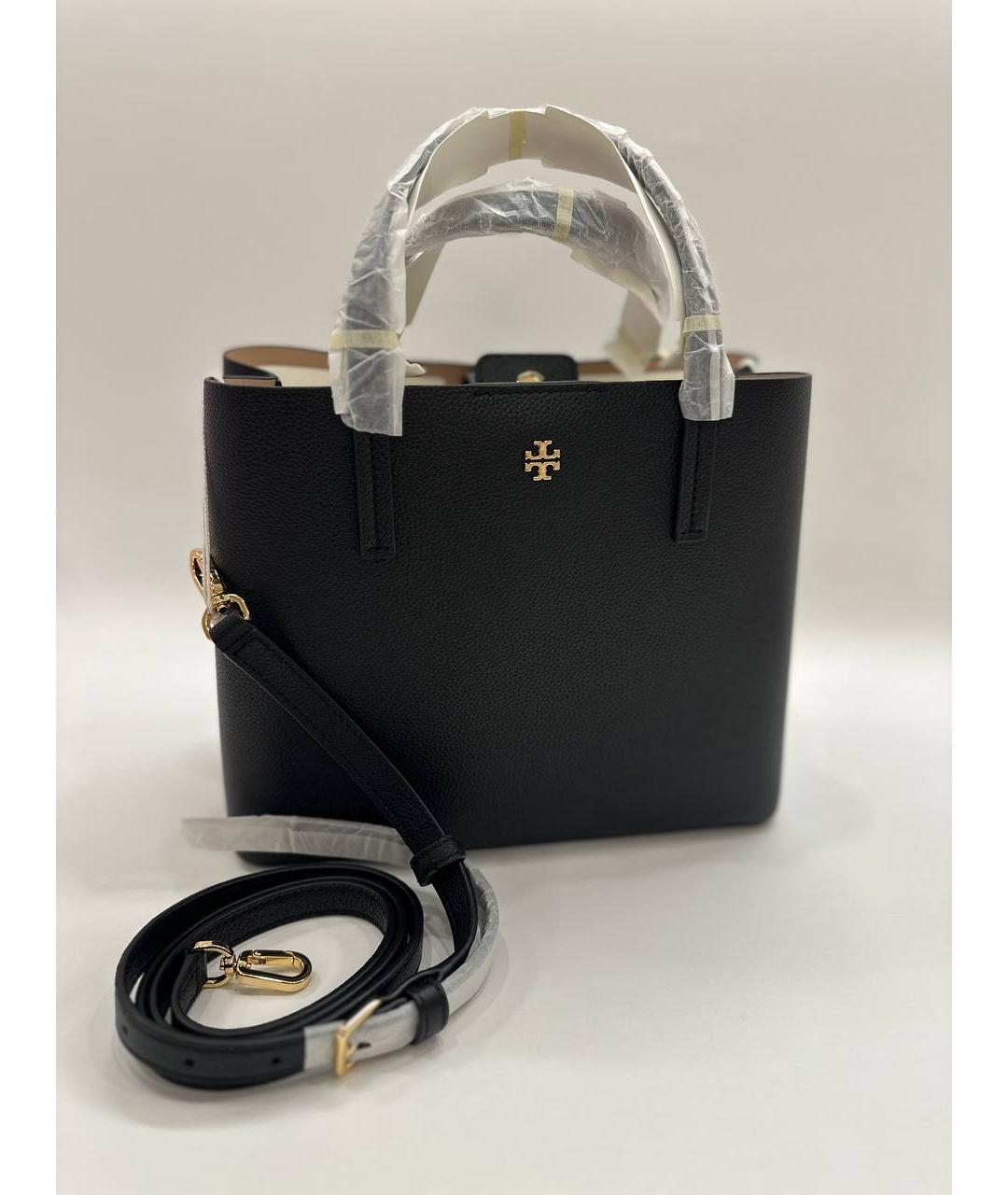TORY BURCH Черная кожаная сумка с короткими ручками, фото 5