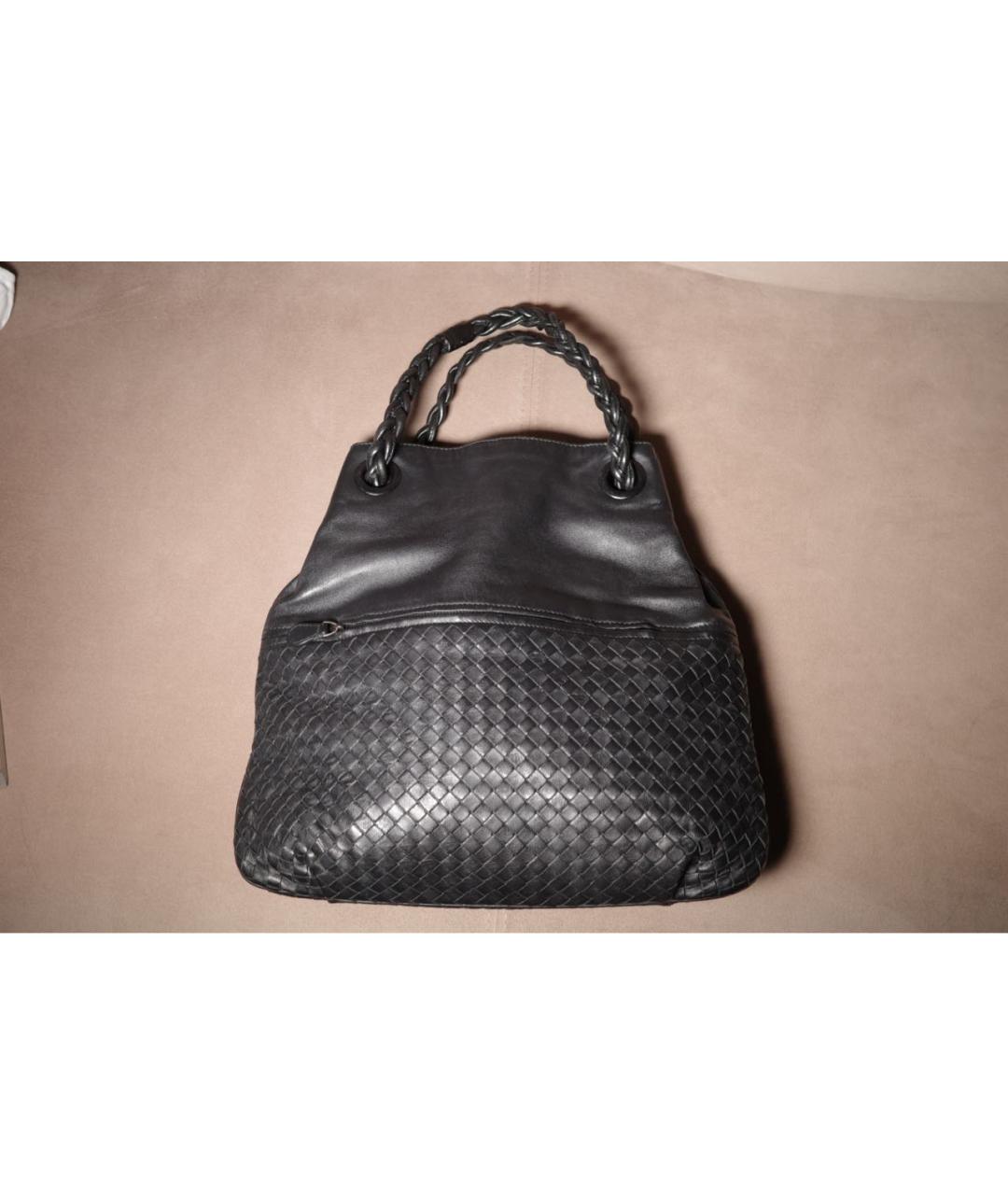 BOTTEGA VENETA Черная кожаная сумка через плечо, фото 9