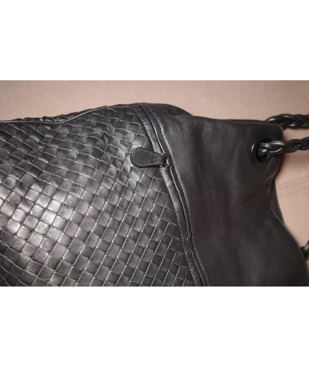 BOTTEGA VENETA Черная кожаная сумка через плечо, фото 5
