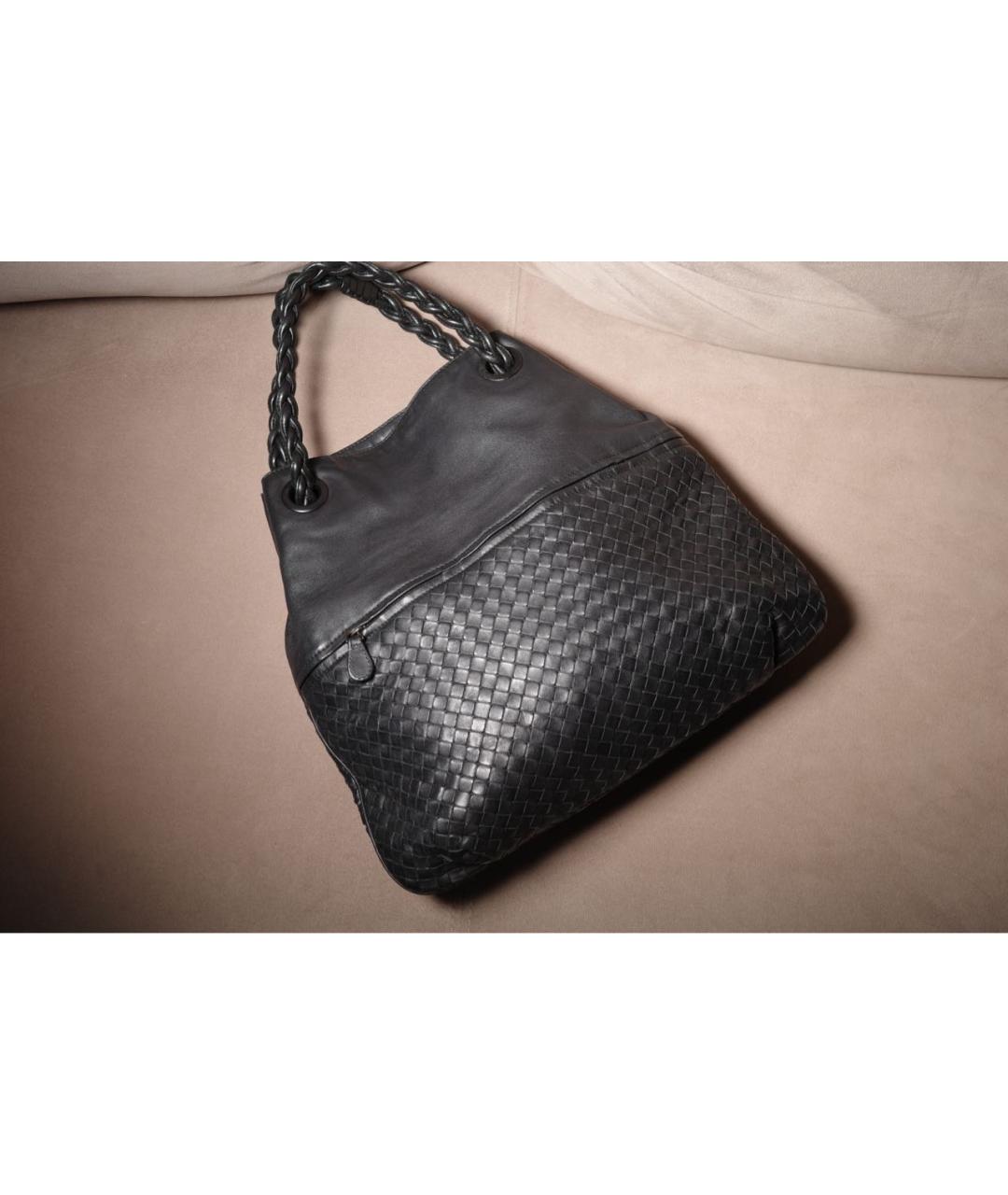 BOTTEGA VENETA Черная кожаная сумка через плечо, фото 2