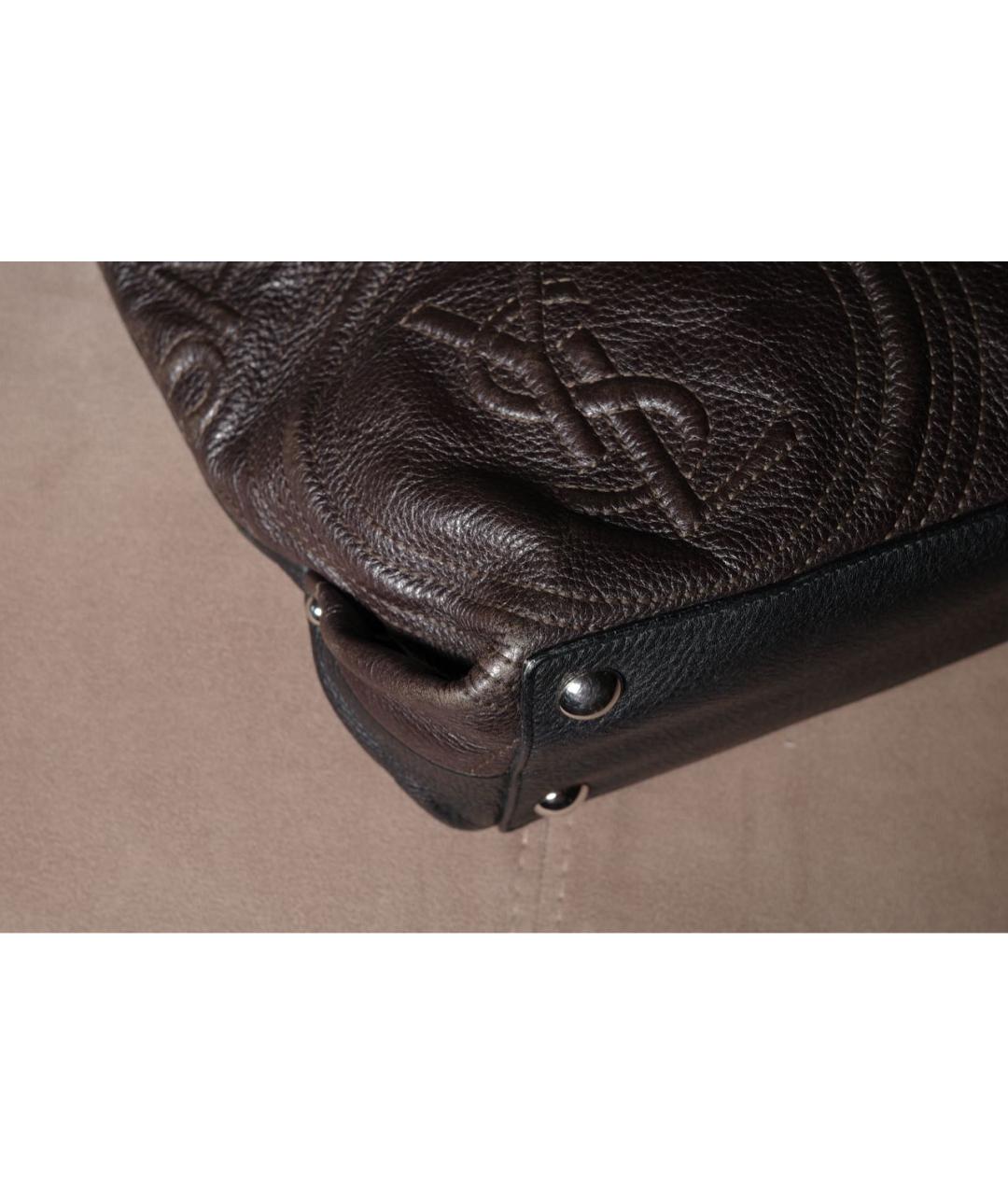 SAINT LAURENT Черная кожаная сумка тоут, фото 8