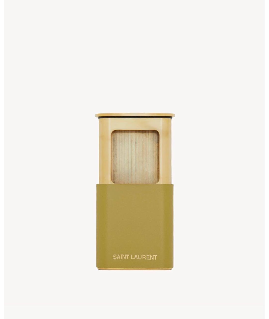 SAINT LAURENT Горчичный кожаный кардхолдер, фото 6