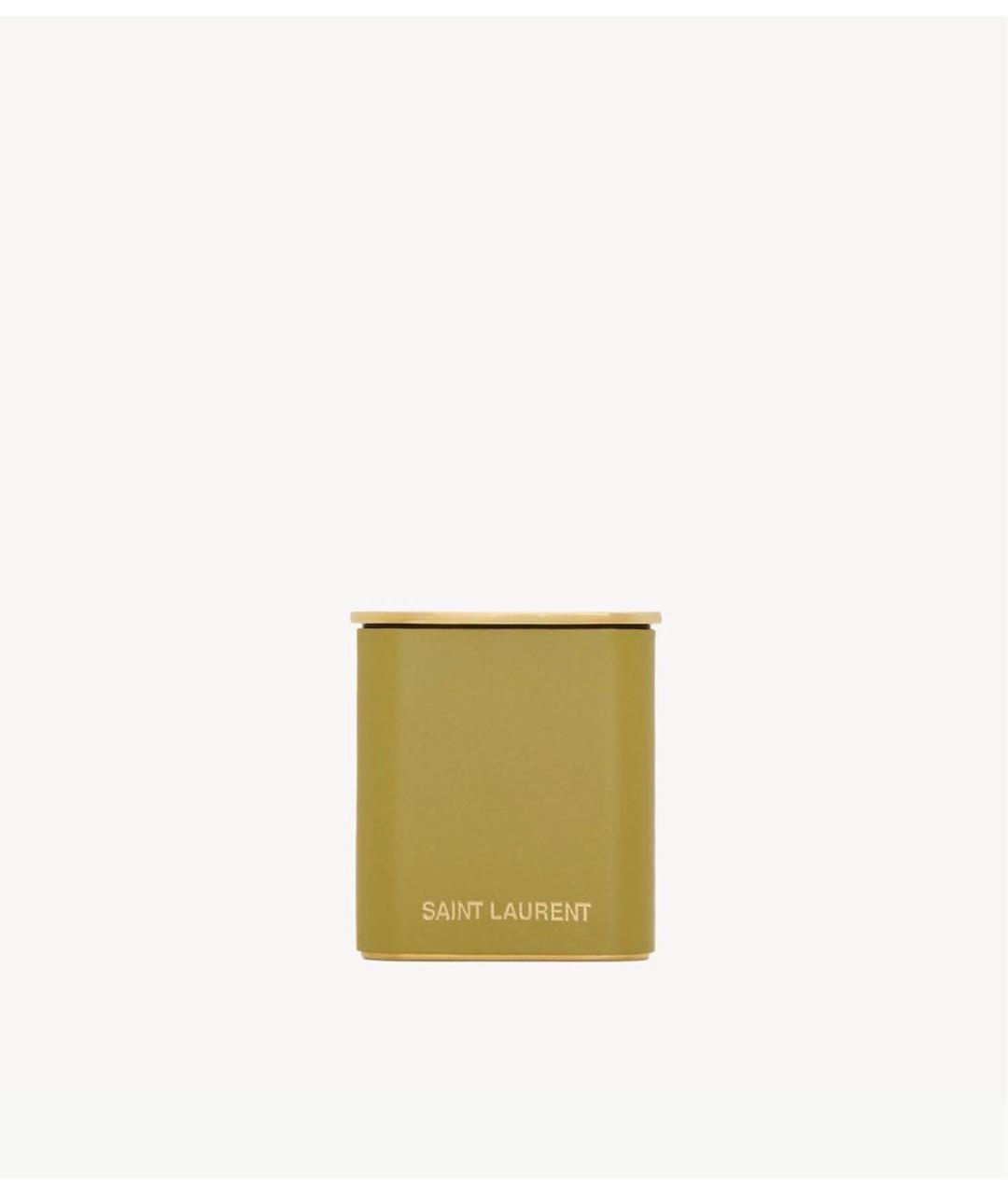 SAINT LAURENT Горчичный кожаный кардхолдер, фото 5