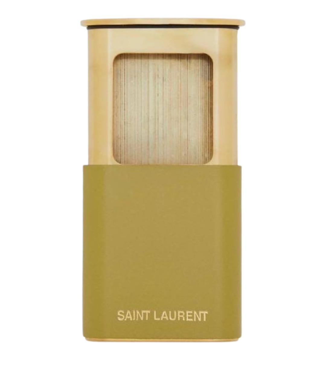 SAINT LAURENT Горчичный кожаный кардхолдер, фото 1
