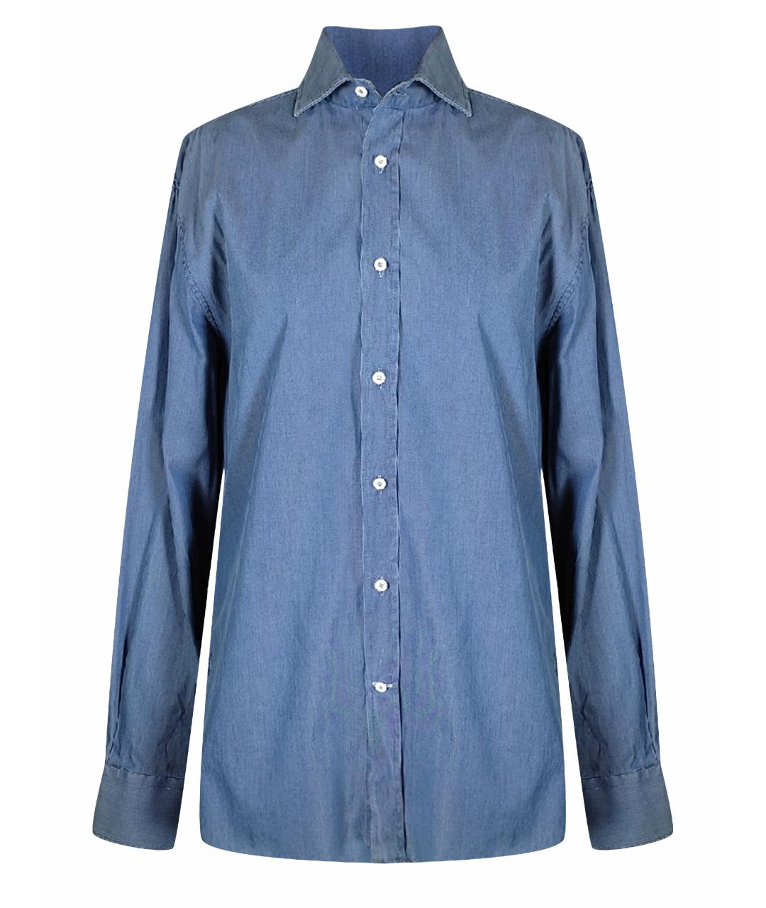 BRUNELLO CUCINELLI Синяя хлопковая кэжуал рубашка, фото 1