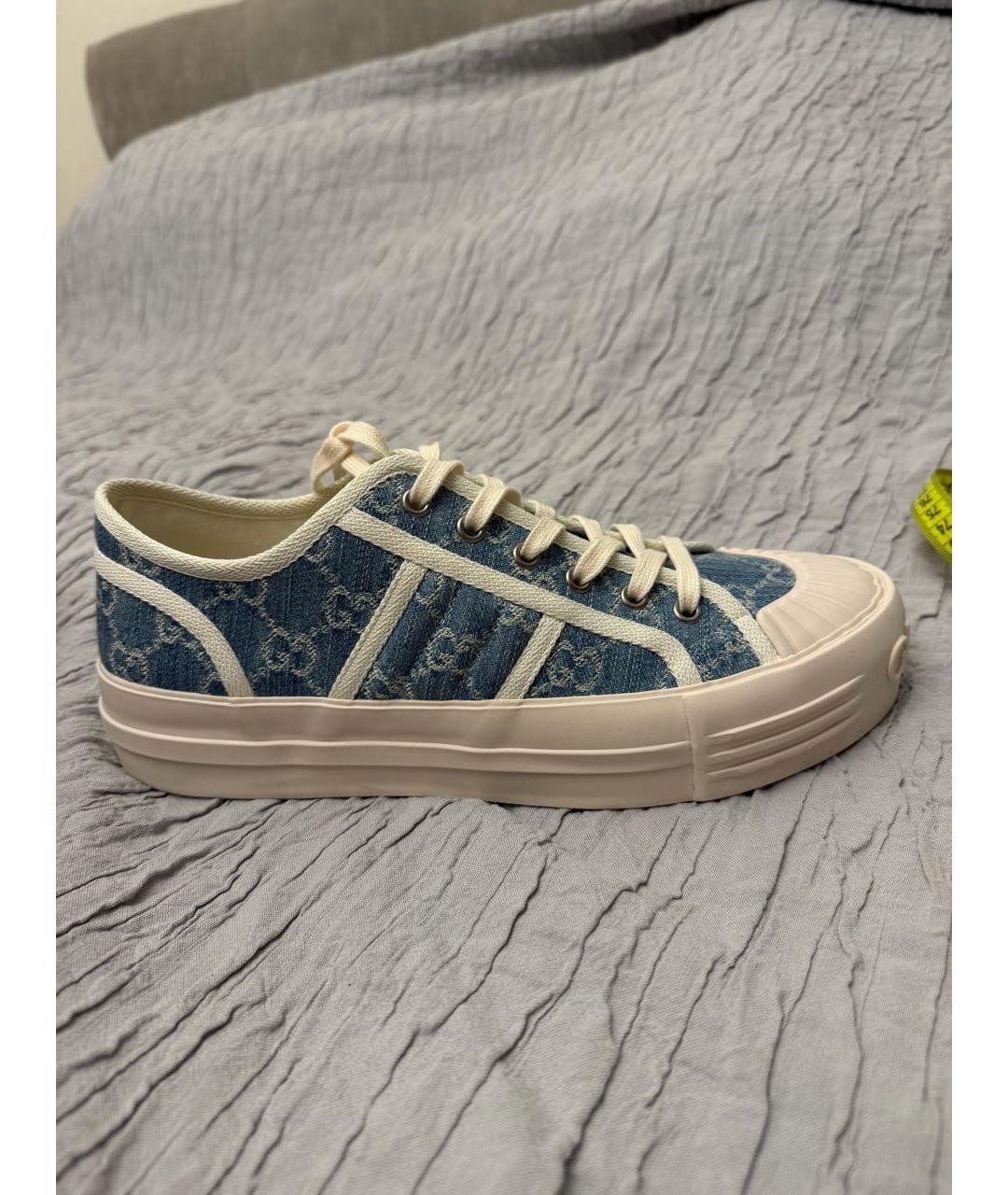 GUCCI Голубые текстильные кеды, фото 5