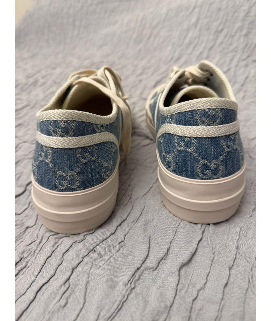 GUCCI Голубые текстильные кеды, фото 4